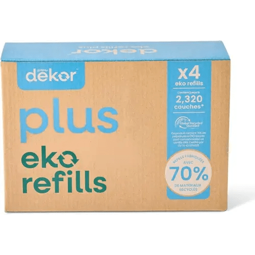 Diaper Dekor Pail Refills for Plus Original & Eko Diaper Pails, 4 Pack Unscented| Extra Thick Refills Made With 70% Recycled Materials