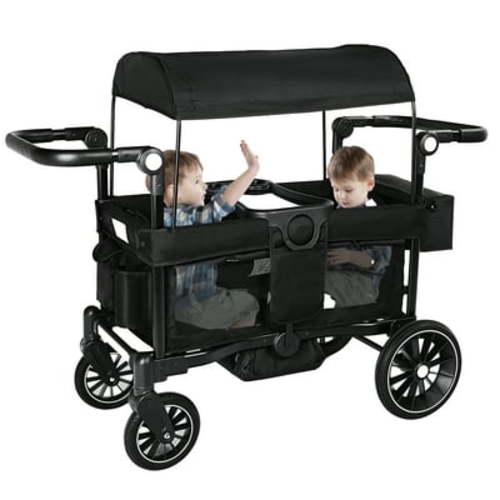 AILEEKISS Wagon Stroller for 2 Toddler 6 Months+, Collapsible Stroller Wagon with Canopy, Black