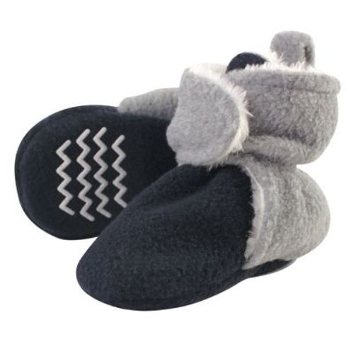Hudson Baby Infant And Toddler Boy Cozy Fleece And Faux Shearling Booties, Navy Heather Gray, 0-6 Months