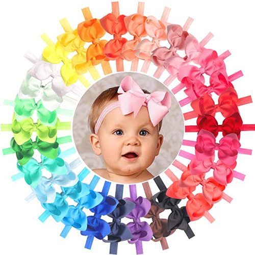 Baby Girls Headbands Grosgrain Ribbon 4.5" Hair Bows Headband Big Bow Hair Bands for Toddler Pack of 30