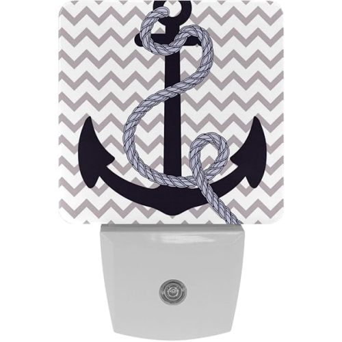 Nautical Anchor Plug in LED Night Light Auto Sensor Dusk to Dawn Decorative Night for Bedroom, Bathroom, Kitchen, Hallway, Stairs, Hallway, Baby's Room, Energy Saving