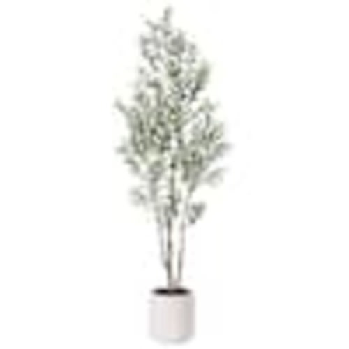DR.Planzen 6 ft. Artificial Olive Tree with White Planter, Large Faux Olive Silk Tree for Indoor Home Decor and Housewarming Gift BPGLS1.8m-1