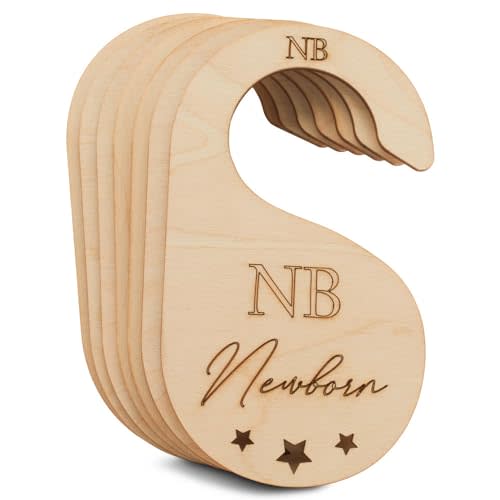 Baby Closet Dividers, Set of 7 Baby Clothes Organizer, Wooden Baby Closet Organizer for Nursery, Size Newborn to Toddler, Baby Clothes Dividers for Closet Hanging on Standard Rod