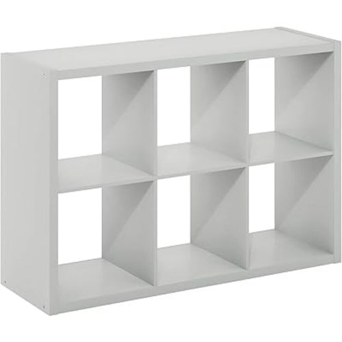 Furinno Cubicle Open Back Decorative Cube Storage Organizer, 6-Cube, Light Grey