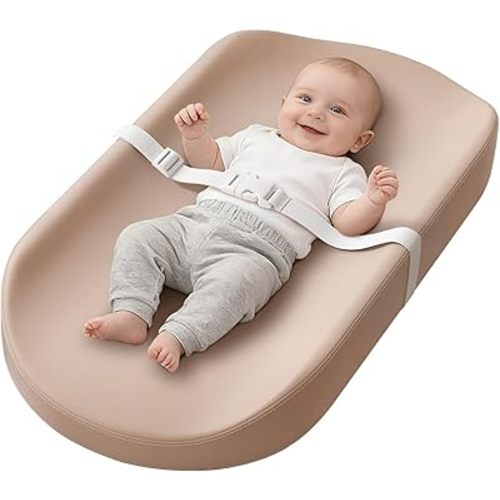 YACODAVO Baby Changing Pad with Vegan Leather Cover, Waterproof & Wipeable Changing Pad for Toddler, Flat Foam Travel Diaper Changing Pad for Dresser and Table, Brown