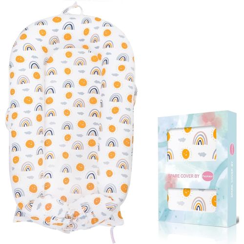 Baby Lounger Cover for Dockatot Deluxe + | 100% Cotton Hypoallergenic Newborn Premium Quality Spare Cover(Cover Only) (Rainbow)