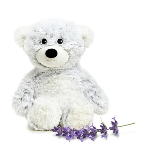 warmies Microwavable & Weighted Stuffed Animals, Gray Bear - Heated Stuffed Animal Plushie for Warmth & Comfort - Cute Soft Plush Toys for Adults & Children (Boys, Girls, Babies & Toddlers)