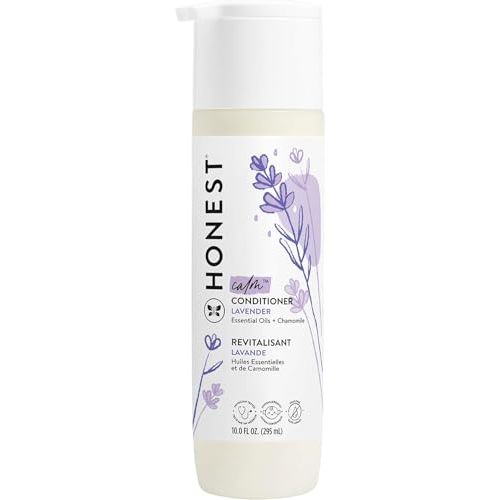 The Honest Company Silicone-Free Conditioner | Gentle for Baby | Naturally Derived, Tear-free, Hypoallergenic | Lavender Calm, 10 fl oz