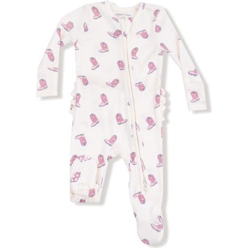 Cowgirl Boots Ruffle Rib Zip Footie, 3-6M