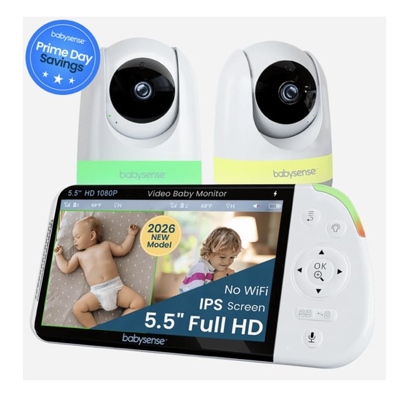 Babysense Pro 5.5" HD Split-Screen Baby Monitor with 2 Cameras