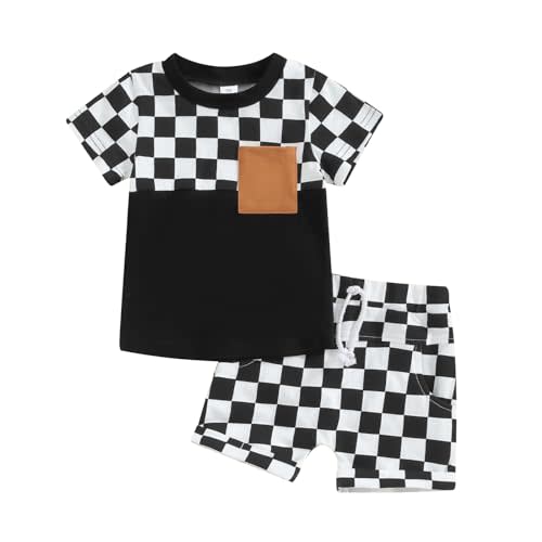 Engofs Toddler Baby Boy Summer Clothes Short Sleeve T-Shirt Tops Shorts Set 2Pcs Casual Outfit