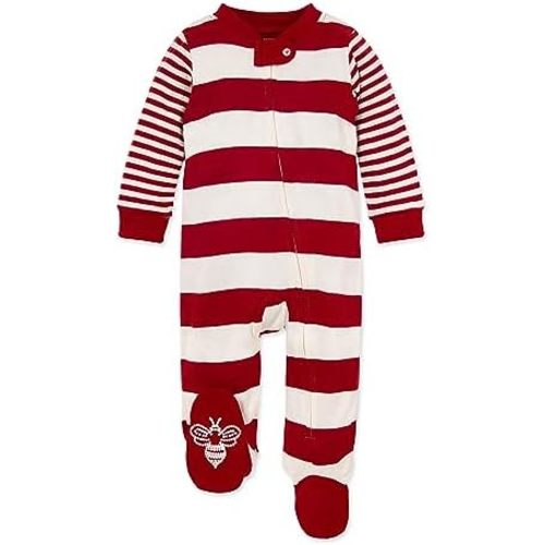 Burt's Bees Baby Baby Girls Pajamas, Zip Front Non-Slip Footed Sleeper Pjs, 100% Organic Cotton
