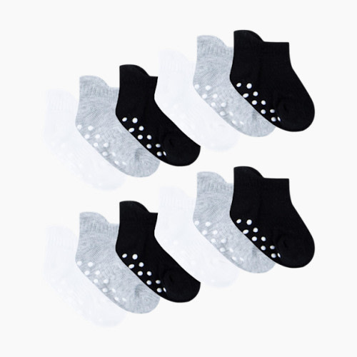 Huggies Gripper Socks (12 Pack) - White/Grey/Black, 0-6 M