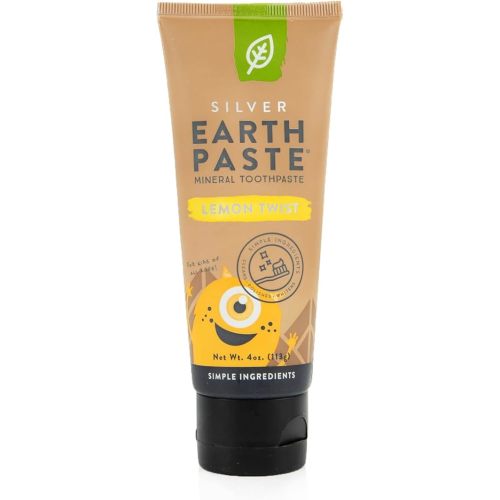 Redmond Earthpaste with Silver - Natural Non-Fluoride Toothpaste, 4 Ounce Tube (Lemon Twist)