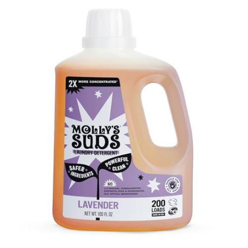Molly's Suds Liquid Laundry Detergent | Clean Laundry Detergent Soap for Sensitive Skin | 2x Concentrated, High Efficiency (HE) (Unscented - 200 Loads)