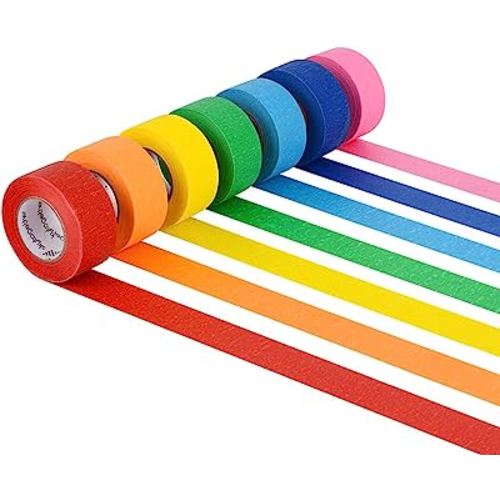 6 Roll Colored Masking Tape 1 Inch 22 Yard Rainbow Painters Tape