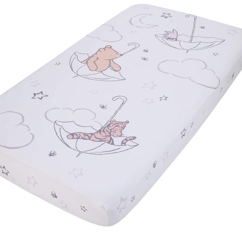 Disney Winnie The Pooh - Classic Pooh - Ivory, Tan & White Photo Op Fitted Crib Sheet, Tan, White, Grey , 28x52x8 Inch (Pack of 1)