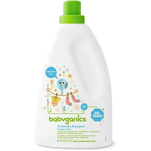 Babyganics 3X Baby Laundry Detergent, HE compatible, Stain-Fighting, Fragrance Free, 60 Fl Oz