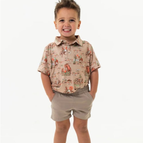 Cowboy Up Khaki Youth Polo