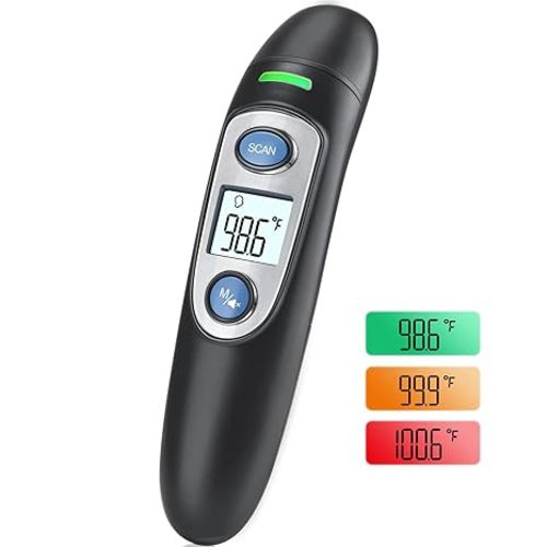 Infrared Thermometer for Adults,Forehead and Ear Thermometer for Fever, Babies, Children, Adults, Indoor and Outdoor Use (Black)