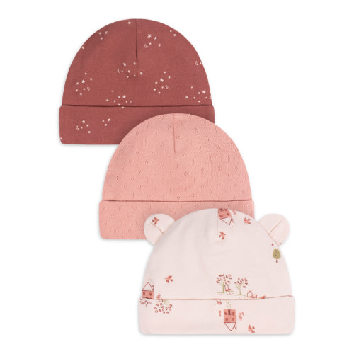 Gerber Baby Girl Cotton Caps, 3-Pack, Sizes Newborn - 0/6 Months