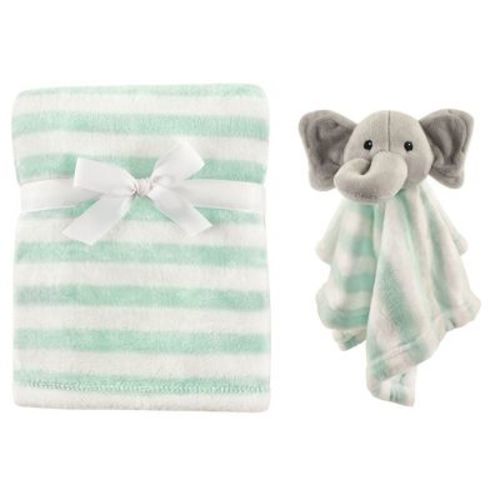 Hudson Baby Infant Plush Blanket With Security Blanket, Gray Elephant, One Size