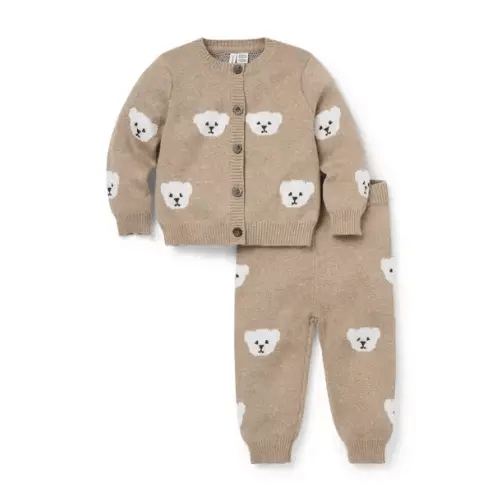 Chocolate Heather Bear Baby Bear Matching Sweater Set by Janie and Jack