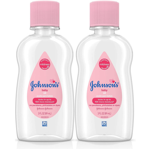 Johnson's Baby Oil, Pure Mineral Oil to Prevent Moisture Loss, Hypoallergenic,Original 3 fl. oz(2 Pack)