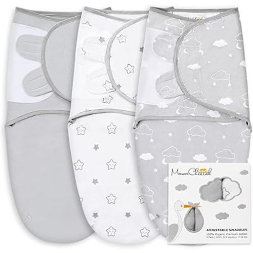Mama Cheetah Baby Swaddle Sack, Organic Swaddle Blanket, Newborn Swaddle Sleep Sacks, Adjustable Swaddle Wrap, Easy Swaddles for Boy Girl 0-3 Month, Baby Essentials, Nursery Swaddling, 3-Pack