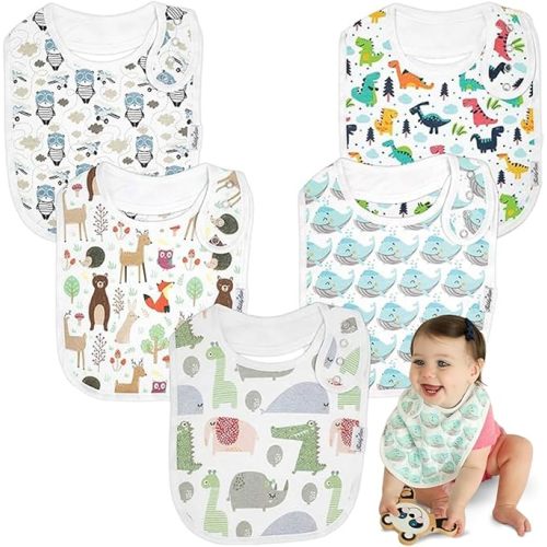 Drool Bibs for Babies (5 pack Dino)