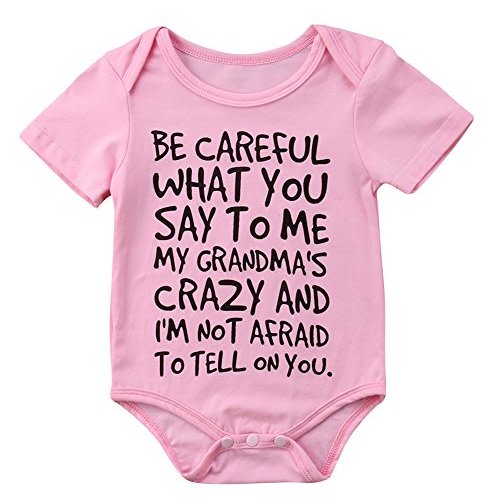 Baby Boy Girl be Careful What You say to me My Grandmas Crazy Bodysuit Funny One Piece Romper Jumpsuit