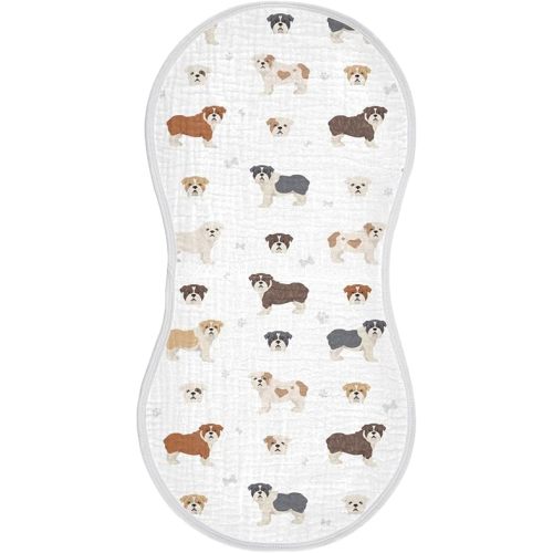 vvfelixl Muslin Burp Cloths Different English Bulldog Baby Washcloths for Baby Girl Boys 2 Pack