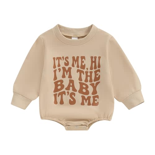 Lucikamy Newborn Baby Boy Girl Fall Clothes Funny Letter Print Sweatshirt Romper Oversized Infant Long Sleeve Bodysuit