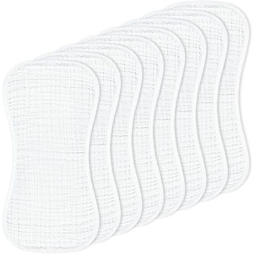 Muslin Baby Burp Washable Cloths Sets for Girl Boy Large, 8 Pack 100% Cotton Burp Clothes Absorbent Easy to Dry for Newborn Unisex 20 x 10 Inches(White)