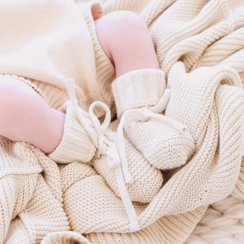 Knit Baby Booties | Sand