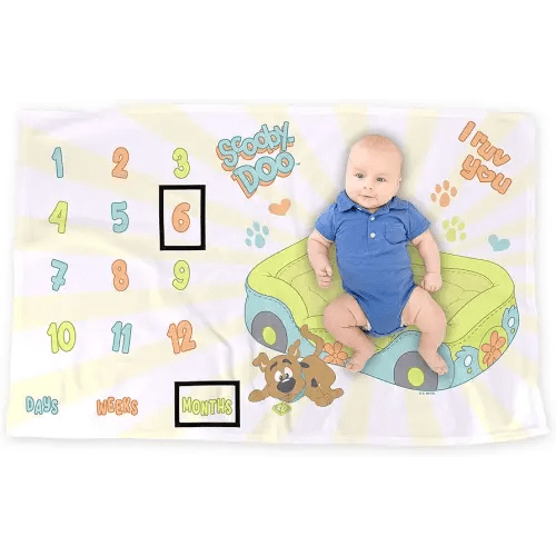LOGOVISION Scooby Doo! Baby Milestone Blanket, 36"x58" I Ruv You, Unisex for Baby Boy and Girl