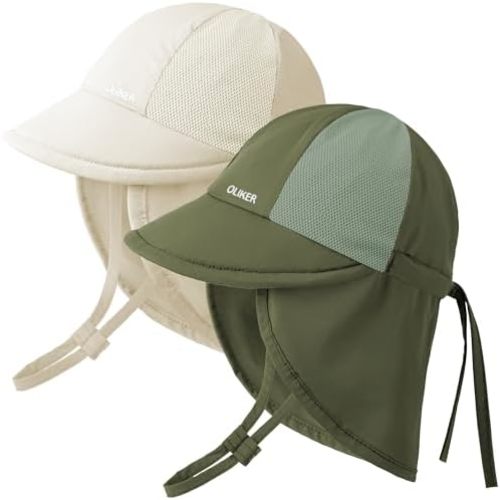 2 Pack Baby Sun Hat with Breathable Mesh,UPF50+ Quick Drying Unisex Baby Toddler Sun Hat for Summer Outdoor Beach
