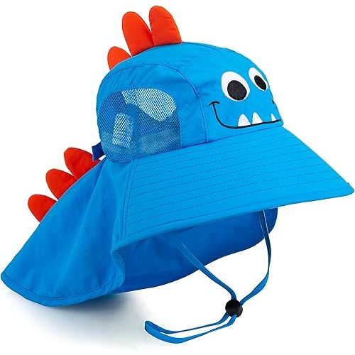 Kids Sun Hat UPF 50+ Boy Girl Protection Hat Wide Brim Beach Hats with Mesh and Adjustable Chin Strap