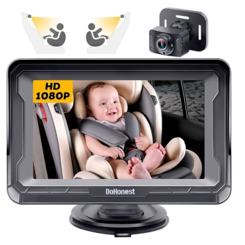 DoHonest Baby Car Camera HD 1080P - Rear-Facing Car Baby Monitor with Night Vision, Adjustable View Angle, Easy Setup, Anti-Glare Display, Safety for Kids & Infants