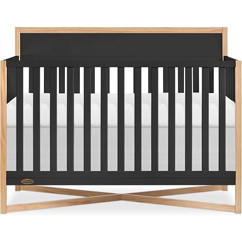 Dream On Me Owen 5-in-1 Convertible Full-Size Baby Crib in Matte Black, GreenGuard Gold & JPMA, Converts to Toddler, Day, & Full-Size Bed, Non-Toxic Paint, Safe Sleep Environment