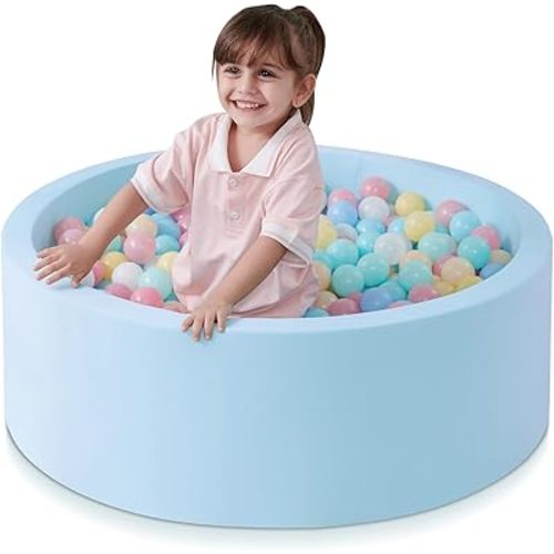 Foam Ball Pit for Toddlers, 35.4"x 11.8" Kids Ball Pit, Soft Round Baby Ball Pool, Ideal Gift for Girls and Boys, Indoor and Outdoor Game(Blue, NO Balls)