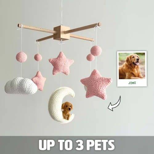 MY DOLLFY Pet Moon Pink | Custom Crochet Pet Nursery Baby Mobile