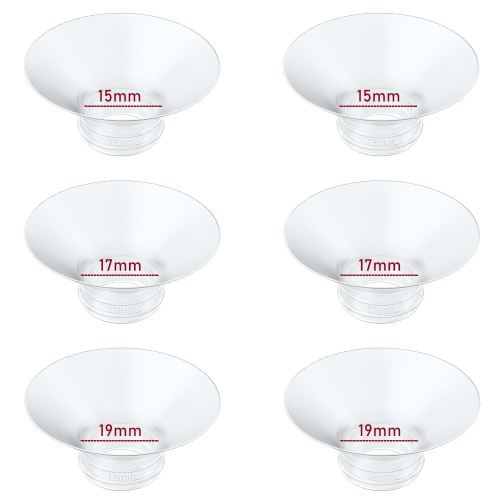Flange Insert 15/17/19mm 6pcs Compatible with Momcozy M5/M9/M6/S12 Pro/V1 Pro/V2 Pro,for Spectra/Medela/MomMed/eufy/Lansinoh/Elvie Breast Pump, Fit for 24mm Flange/Shield of Most Pumps,