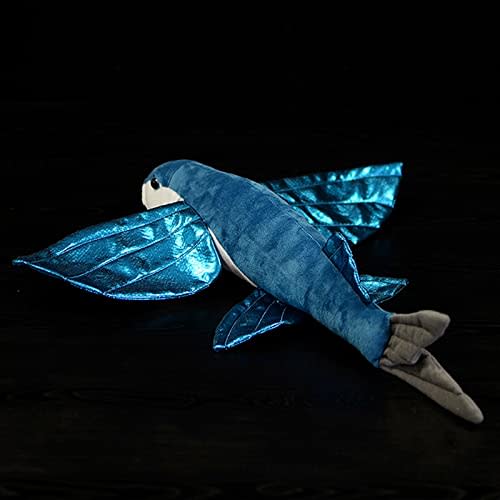 Frankiezhou Home Realistic Flying Fish Stuffed Animals - Simulation 18.5" Blue Lifelike Flying Fish Plush Toy, Super Soft Sea Creatures Model Plush Toy Gift Collection for Kids