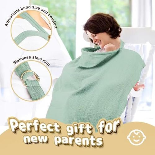 CORATED Nursing Cover for Baby Breastfeeding, Muslin Breathable Breastfeeding Cover Essentials with Rigid Hoop, Multi-use Adjustable Privacy Nursing Apron Cover - Bright Green