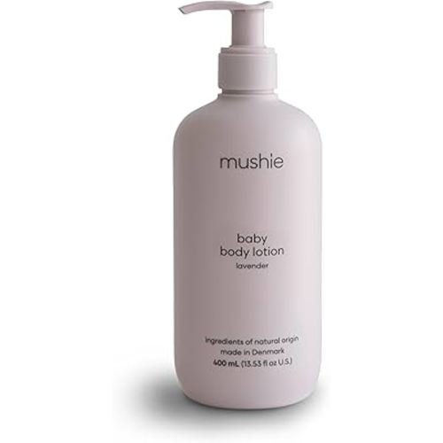 mushie Baby Organic Body Lotion | Moisturize, Soothe, and Hydrates Dry Skin | Made in Denmark, 13.53 fl oz (Lavender)