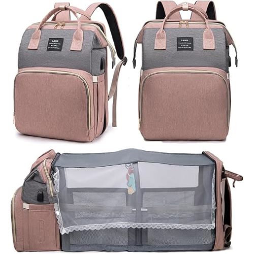 houscly Diaper Bag Backpack with Changing Station: Pink Baby Bags for Girls Boys New Mom Gifts Pañaleras Para Bebe Baby Girl Newborn Essentials Must Haves Baby Shower Gifts Baby Registry
