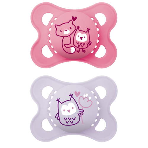 MAM Original Matte Deco Pacifier, 0-6 Months, Girl, 2 Pack