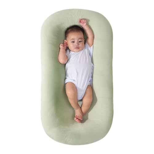 Saanerueen Baby Lounger, Baby Lounger for Newborn, Soft Breathable Washable Infant Lounger for Baby Rest & Activity (Green)