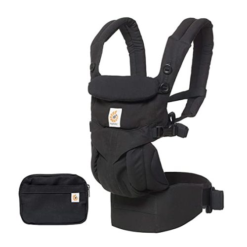 Ergobaby Omni 360 All-Position Baby Carrier for Newborn to Toddler with Lumbar Support (7-45 Pounds), Pure Black, 1 Count (Pack of 1) - Premium Cotton